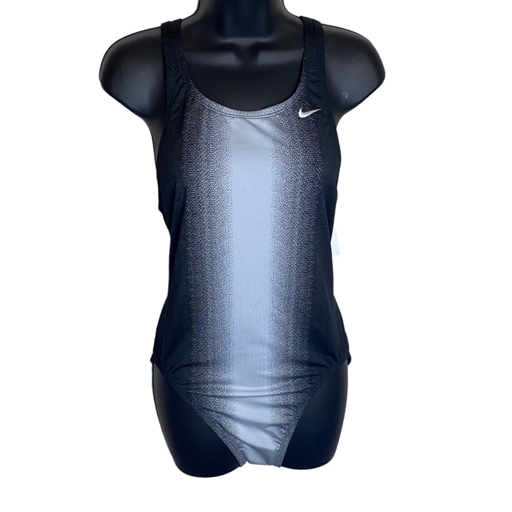 NWT Nike one piece black and white swim suit size women 14